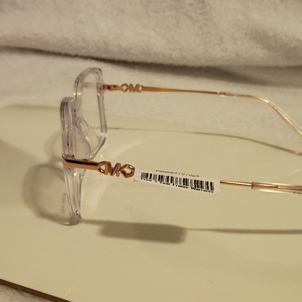 Michael Kors Transparent Square Glasses with Gold Details - Picture 2 of 4